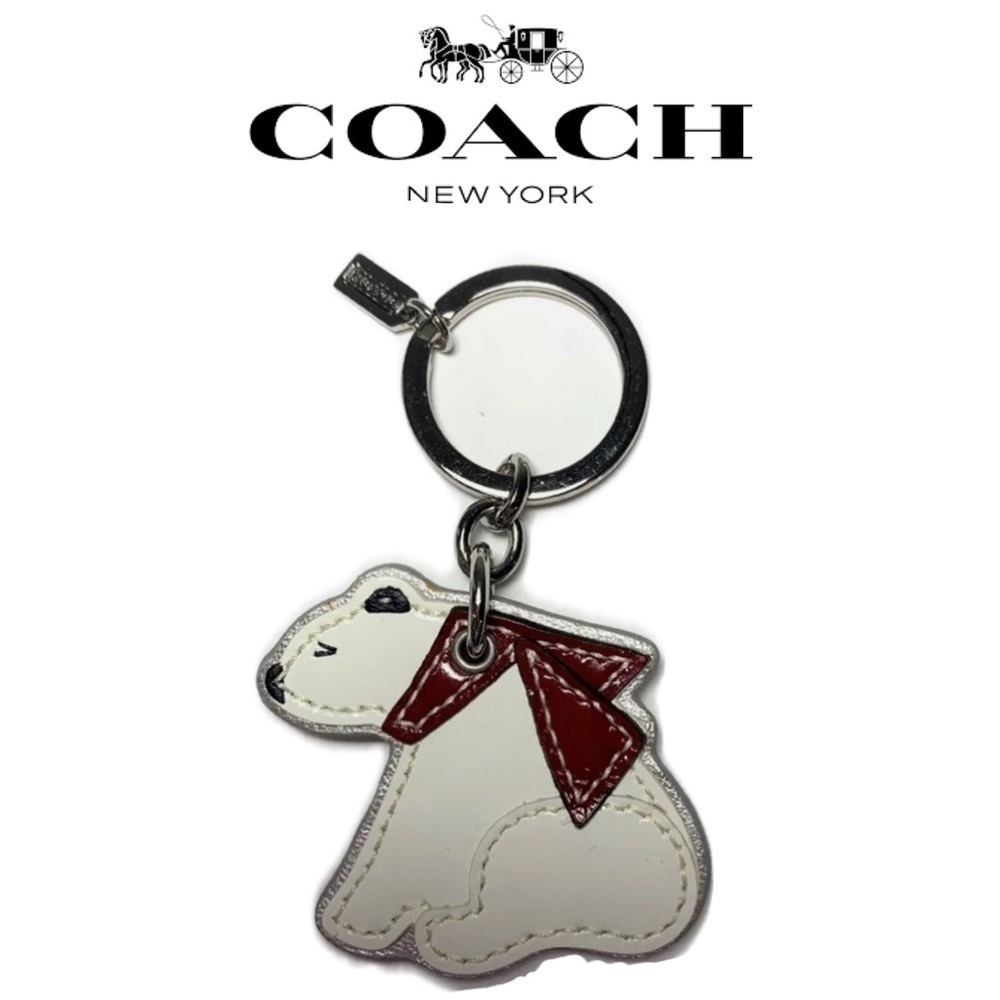 Coach 92998 Polar Bear Scarf Winter Patent Leather Key Ring Key Chain KeyFob Bag
